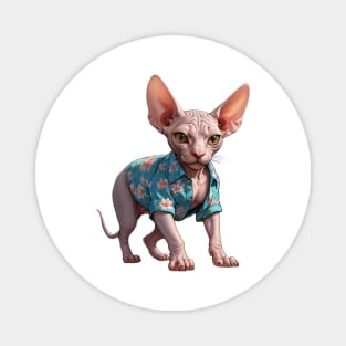 Tropical Feline: Sphynx in Floral Attire Magnet